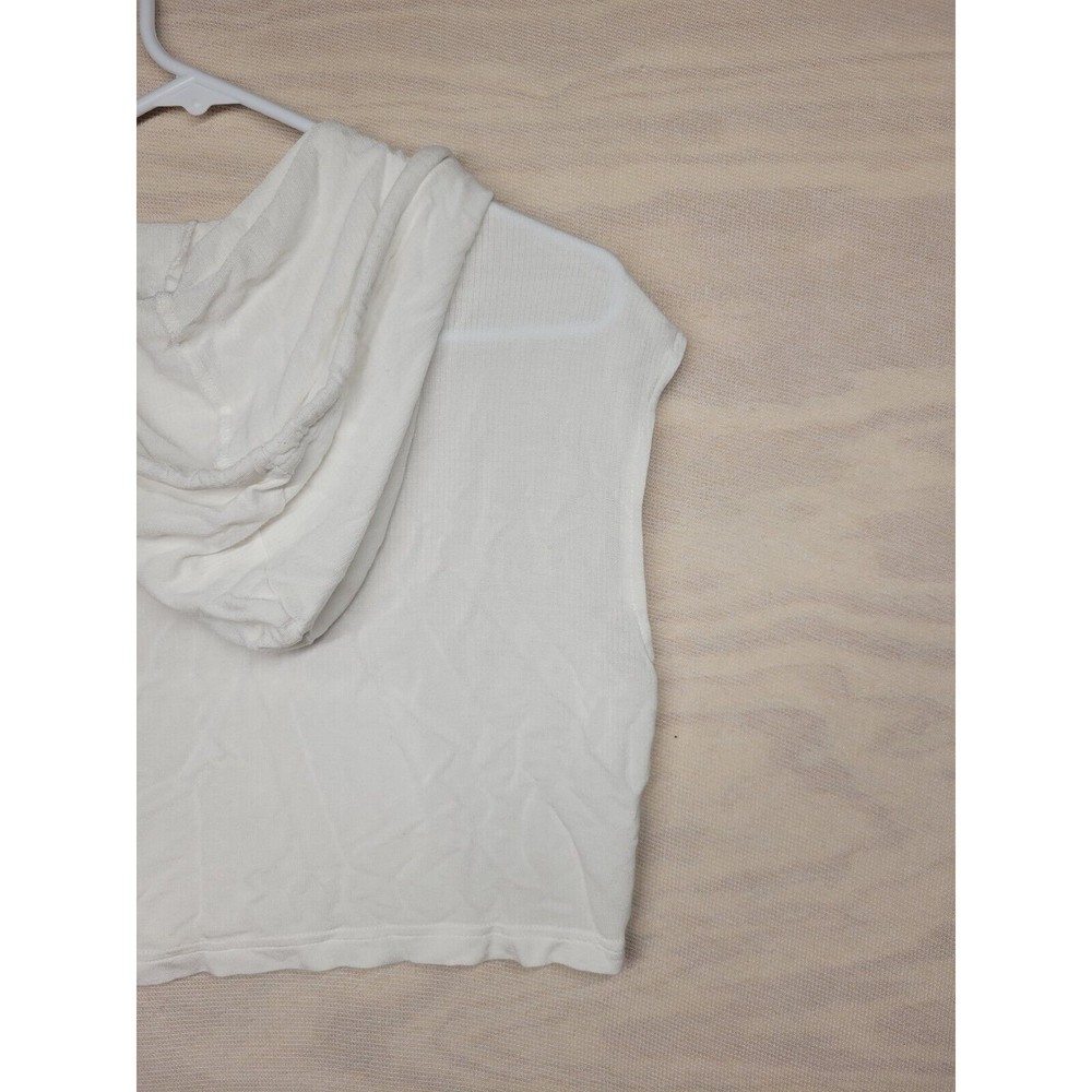 Zyia Active Women's Size Small Cropped Hoodie Sleeveless White Lightweight - Picture 8 of 8
